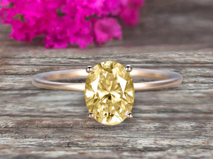 1.25 Carat Classic 8X6Mm Oval Champagne Diamond Moissanite Solitaire Engagement Ring on 10K Yellow Gold
