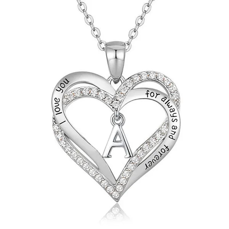 Exquisite Fashion Women's Creative Initials Necklace Diamond Love Pendant Engagement Necklaces for Women Letters Jewelry Accessories Birthday Holiday Anniversary Gift