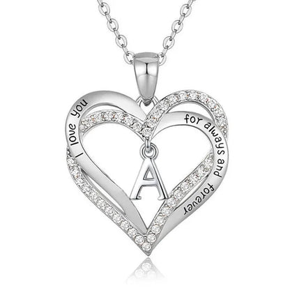 Exquisite Fashion Women's Creative Initials Necklace Diamond Love Pendant Engagement Necklaces for Women Letters Jewelry Accessories Birthday Holiday Anniversary Gift
