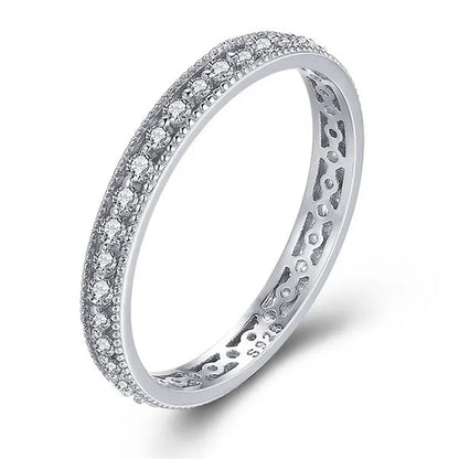 Exquisite 925 Sterling Silver/Black Gold/Gold/Rose Gold Single Ring White Full Diamond Ring Wedding Jewelry Gift