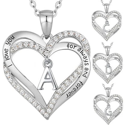 Exquisite Fashion Women's Creative Initials Necklace Diamond Love Pendant Engagement Necklaces for Women Letters Jewelry Accessories Birthday Holiday Anniversary Gift
