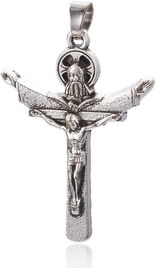 10Pcs Tibetan Style Alloy Crucifix Cross Pendants Religious Cross Charms with Pinch Bail for Easter Rosary Holy Beads Necklace Jewelry Making Antique Silver