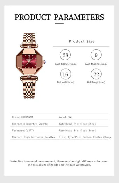 POEDAGAR Rose Gold Fashion Women Watch Stainless Stain Waterproof Ladies Quartz Watches Luxury Female Wristwatch