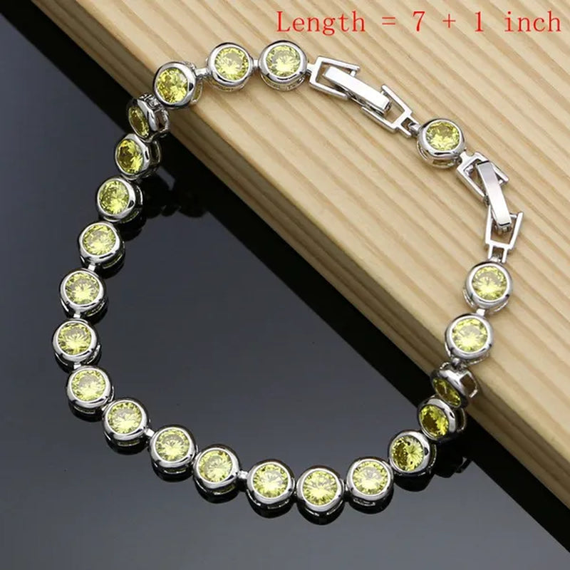 Women 925 Sterling Silver Bridal Jewelry Sets Yellow Topaz Charm Earring Necklace for Women Party Fox Shaped Ring Bracelet Set
