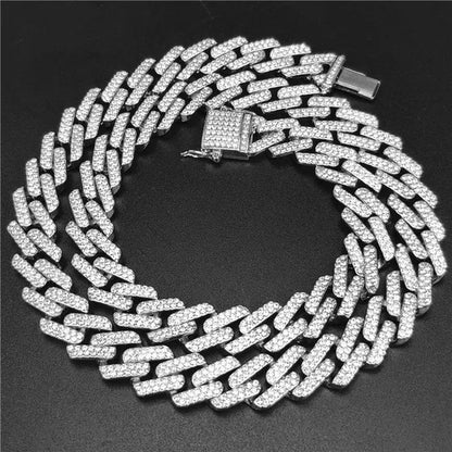 Iced Out Cuban Link Chain Necklace Chain Hip Hop Jewelry Choker Gold Silver Chain for Men Rapper Necklaces Bracelet 8-30 Inch