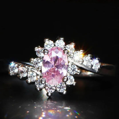 Exquisite Silver Natural Sapphire Gemstones Opal Birthstone Bride Princess Wedding Engagement Strange Ring Size 6 7 8 9 10
