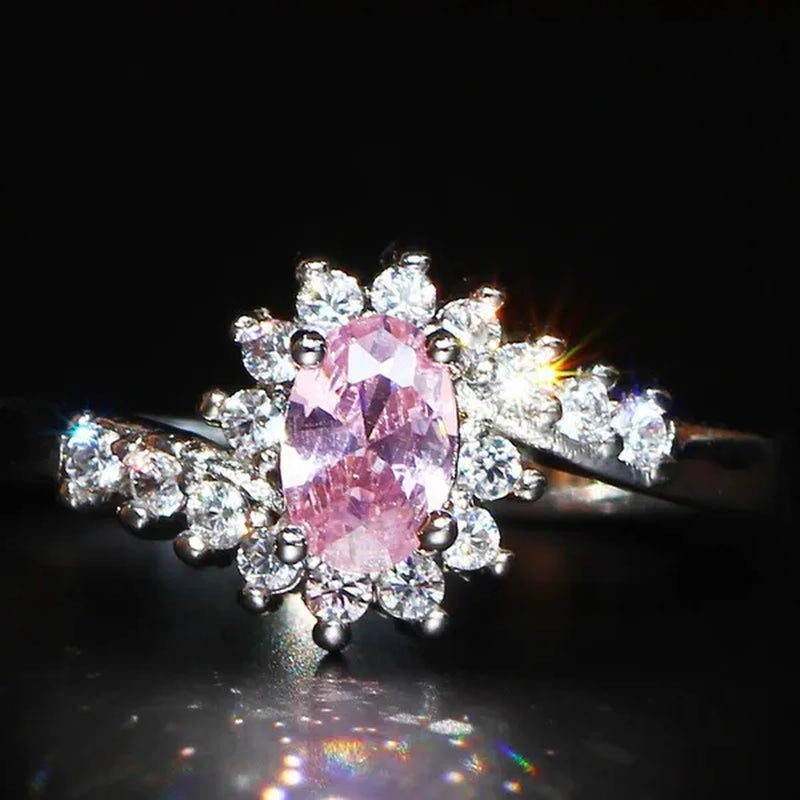 Exquisite  Silver Natural Sapphire Gemstones Opal Birthstone Bride Princess Wedding Engagement Strange Ring Size 6 7 8 9 10