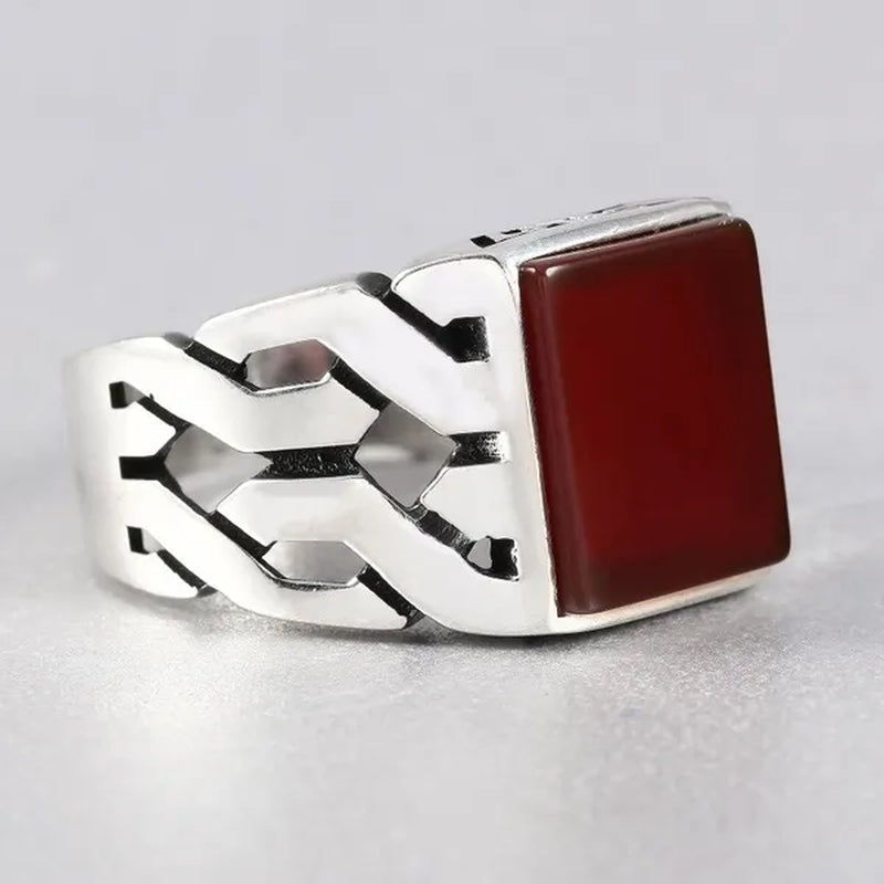 Business Men 4.25CT Natural Square Ruby Ring Fashion 925 Sterling Silver Birthstone Rings Engagement Wedding Jewelry Size 7-13