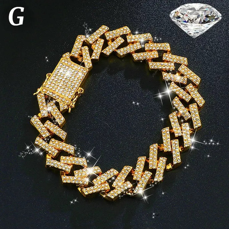New Men's Women's Fashion Diamond Bracelet  Gold/925 Silver Plated Bracelet Luxury Bracelet Byzantine Chain Cuban Chain Birthday Holiday Gift (8 Inch)