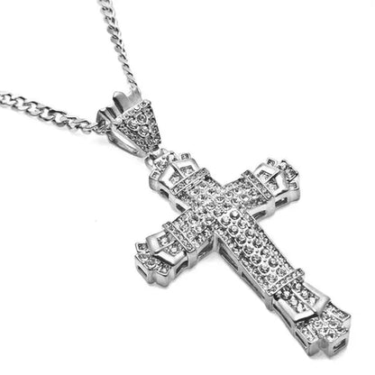 Men's Fashion accessories 925 Silver / Gold DIAMOND Cross Pendant Necklace Chain Cross Necklace