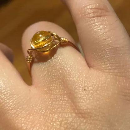 Citrine Ring, Citrine Gemstone Jewelry, Citrine Stone Ring, Gold Citrine Ring, Wire Wrapped Ring, Wire Ring, Gemstone Ring, Statement Ring