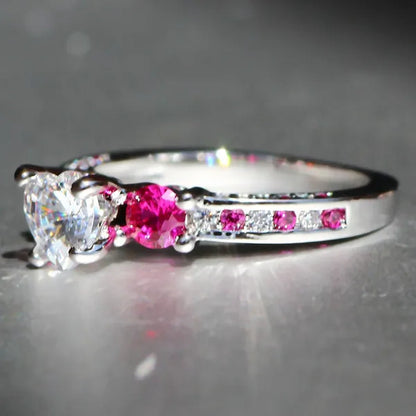 Luxury  Silver Crown Ruby Ring Natural Stone Birthstone Gemstones Engagement Rings Wedding Anniversary Bride Women Square Crossing Set Ring Size 6 7 8 9 10
