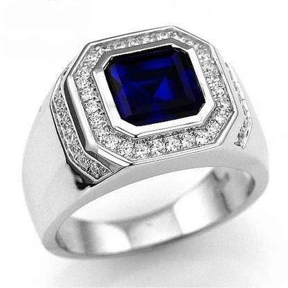 Luxury Men'S Fashion Jewelry Accessories 925 Sterling Silver Rings for Men Natural Gemstones Sapphire Ring Wedding Band Engagement Diamond Ring Fine Jewelry Mens Ring