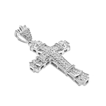 Hip Hop Cross Exquisite Men'S Fashion Jewelry 18K Gold/925 Silver DIAMOND Stainless Steel Pendant Necklace