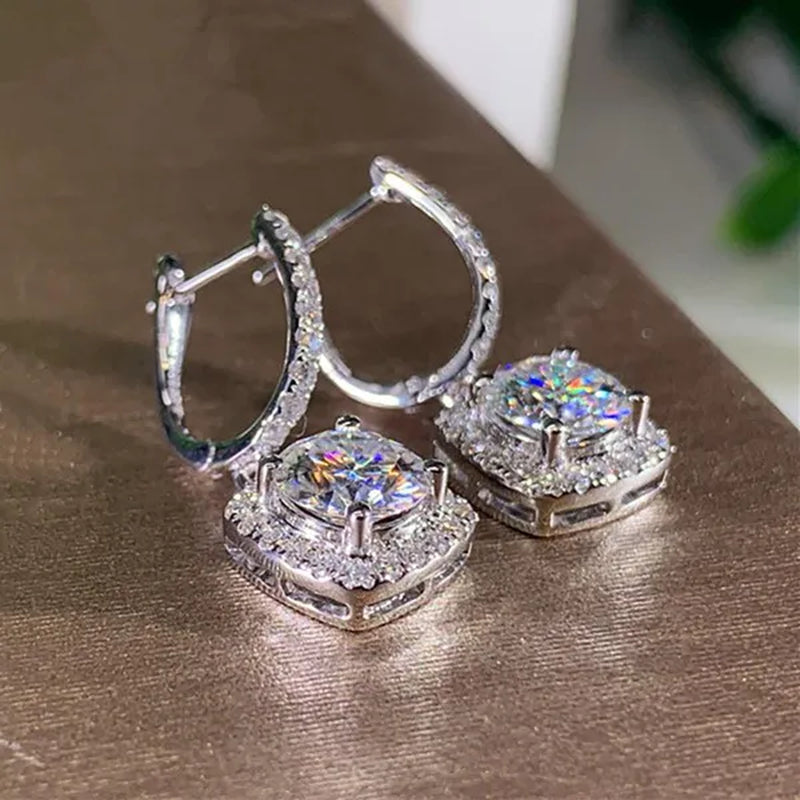 Luxury Elegant Lady Exquisite Cubic Zirconia Crystal Dangle Drop Earrings for Women Engagement Bridal Wedding Earrings Party Jewelry
