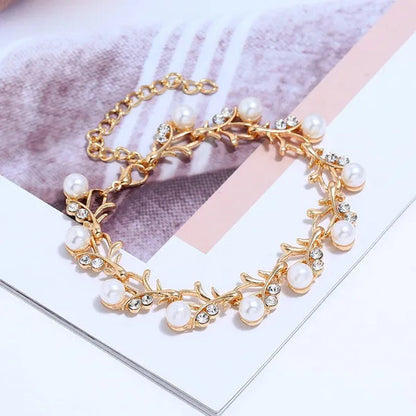 Elegant 3Pcs/Set Party Gift Wedding Bridal Jewelry Diamond Imitation Pearl Necklace Earring Sets