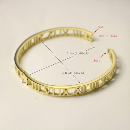 Roman Numeral Series Hollow Carved Bracelet, Fashionable Women'S Bracelet, Roman Numeral Bracelet, Three-Color Roman Bracelet