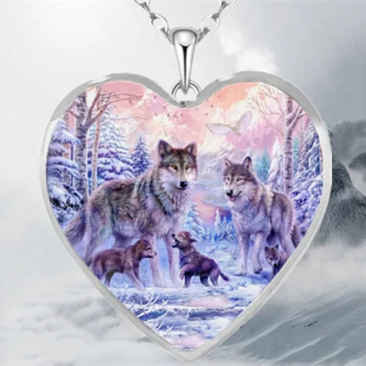 Classic Retro Wolf Belief Totem Parent-Child Necklace Simple New Heart Pendant Necklace Fashionable Women'S Animal Jewelry Accessories Elegant Leisure Women'S Birthday Gift Holiday Anniversary Gift