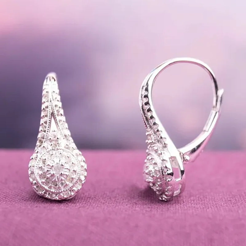 Women Elegant Micro Pave Round Cut Diamond Hoop Huggies Earrings Party Daily Engagement Birthday Gifts Jewelry