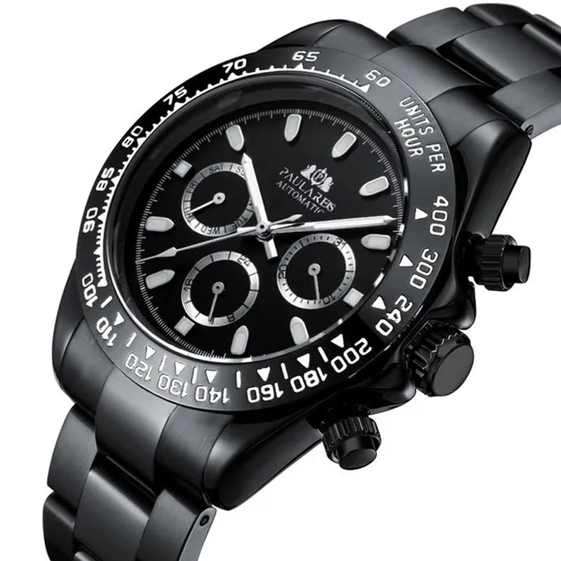 Automatic Watches Self Wind Mechanical Gold Stainless Steel Glacier Ice Blue Dial Chestnut Brown Bezel Luminous Men Watch