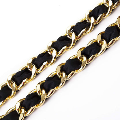 Alloy Waist Chain Body Chain Weave Rope Winding Twist Chain for Women Waist Belt Pendant Belly Chain Adjustable Body Harness for Jeans Dresses - S Size – Black and Gold