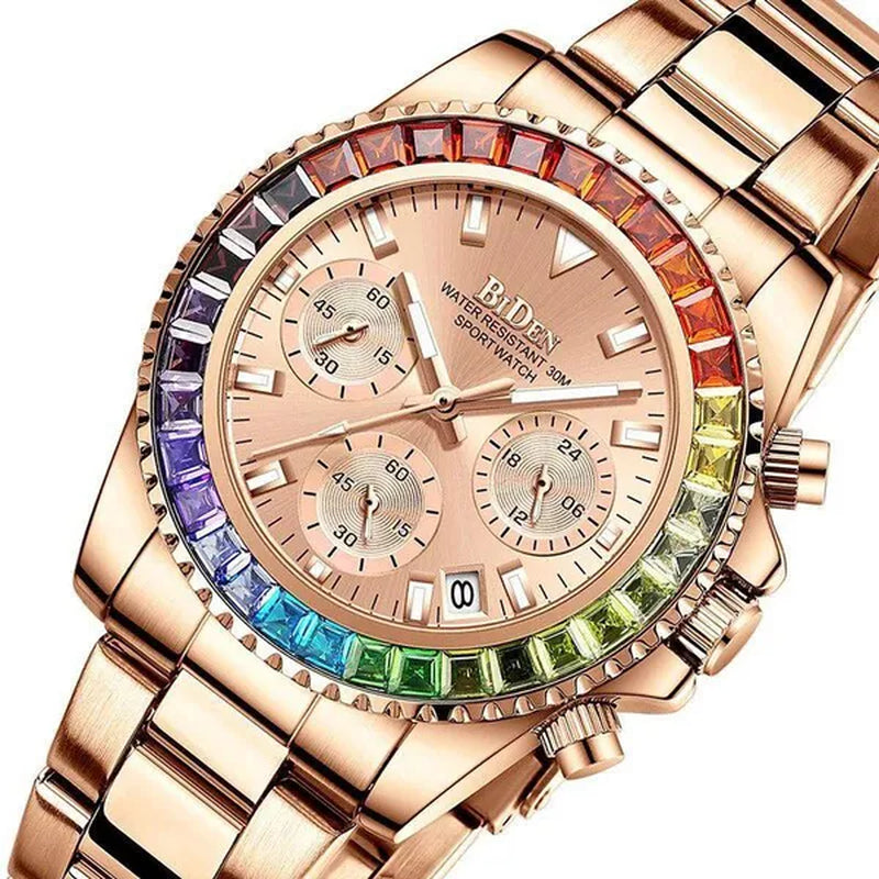 Women Rhinestone Watch Fashion Bling Casual Ladies Watch Female Quartz Rose Gold Watch Crystal Diamond Bracelet Watches For Women Montre Femme Relojes Damen Uhren Orologi Donna