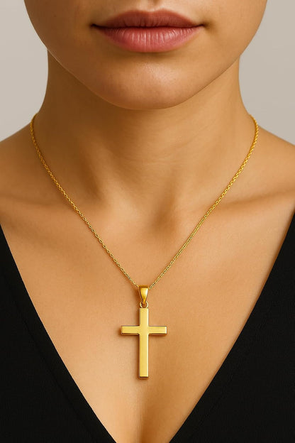 Italian Plain 10K Solid Gold Cross Pendant for Men & Women - Real 10K Yellow Gold Cross Pendants for Women Religious Faith Catholic Jewelry Gift Box Packaging