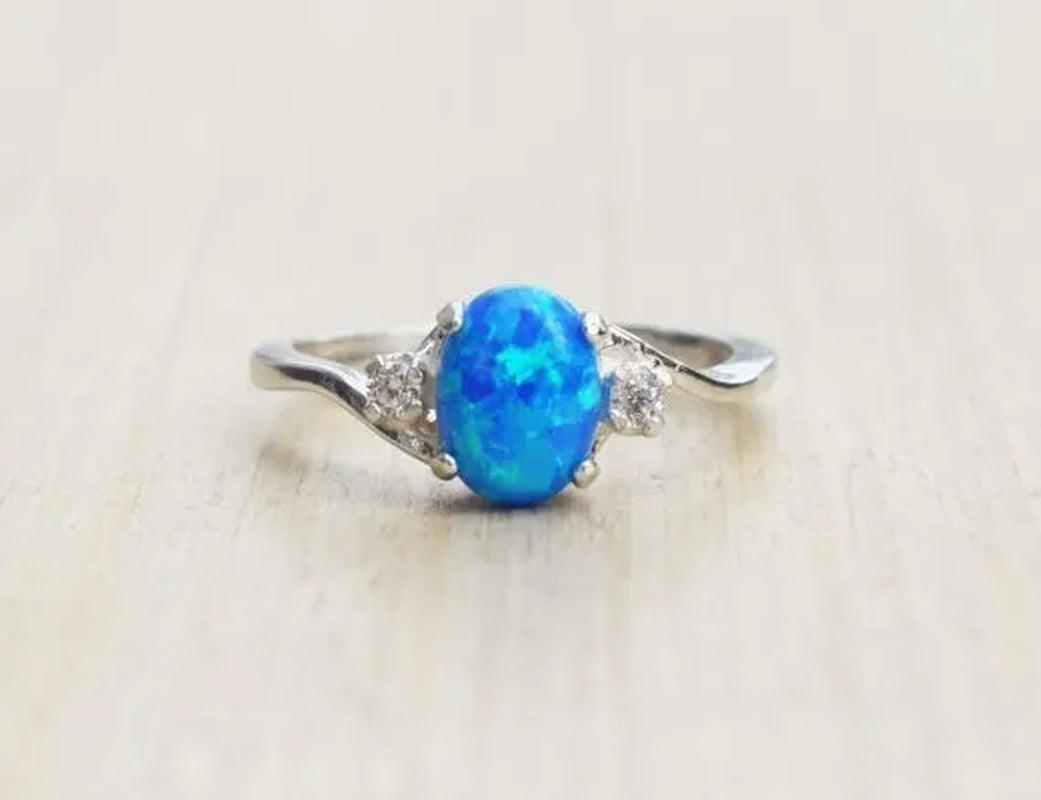Exquisite Women's Ring Oval Cut Fire Opal Diamond Jewelry Birthday Proposal Gift Bridal Engagement Party Band Rings Size 5 - 11