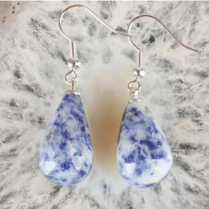 1 Pair 13X20MM Amethyst Clear Quartz Lapis Lazuli Turquoise Rose Quartz Opal Obsidian Jasper Drop Cone Bead Hook Dangle Diy Earrings