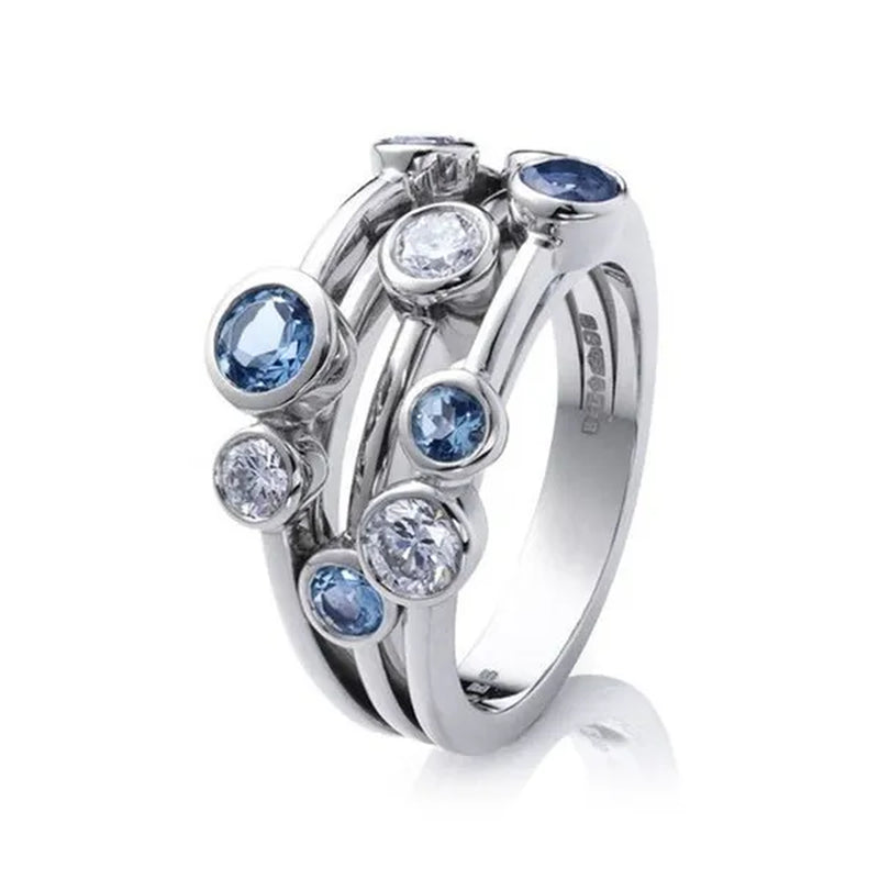 Sparkling Sterling Silver Plated Filled Natural White Lab Diamond Ring Engagement Wedding Band Rings for Women Finger Jewelry