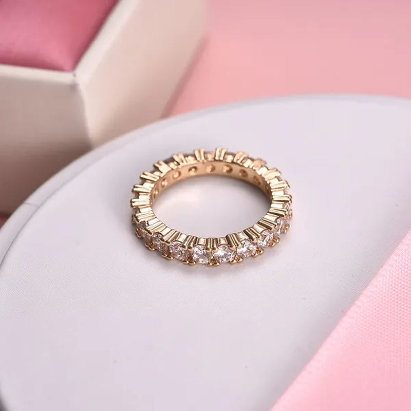 New Design Rings Silver Jewelry Custom Jewelry 925 Sterling Silver Cz Antique Eternity Ring Inlay Cubic Zirconia Unique Shaped Ring for Women Wedding Band