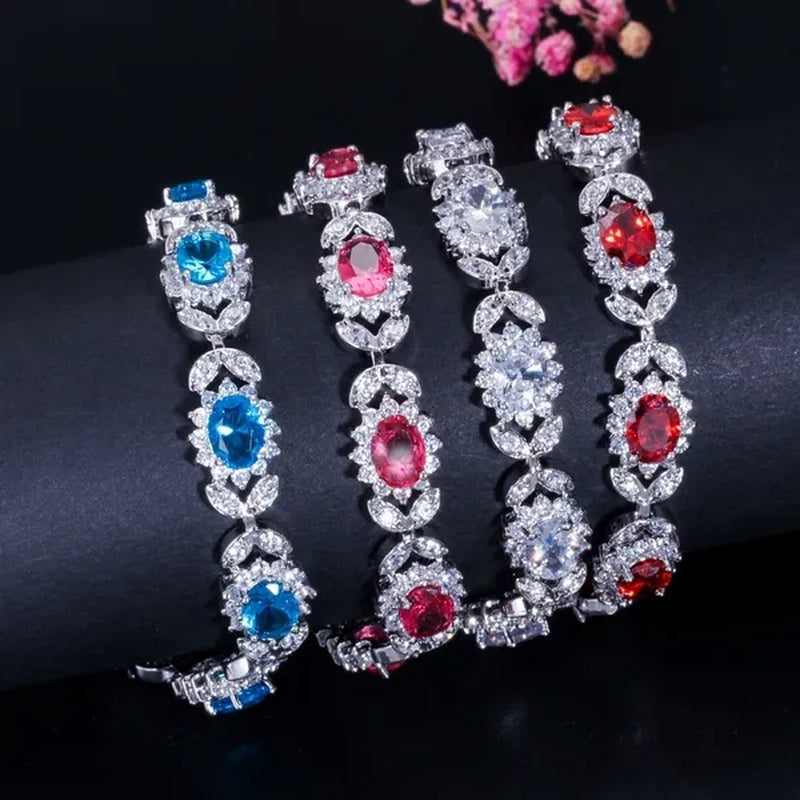 CANDICE 2023 New Summer Design Sterling Silver Plated Blue Crystal Bracelets For Women Fashion Jewelry