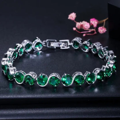CANDICE White Gold Plated Natural Purple Crystal Bracelets Bangles For Femme Romantic Gift 18CM