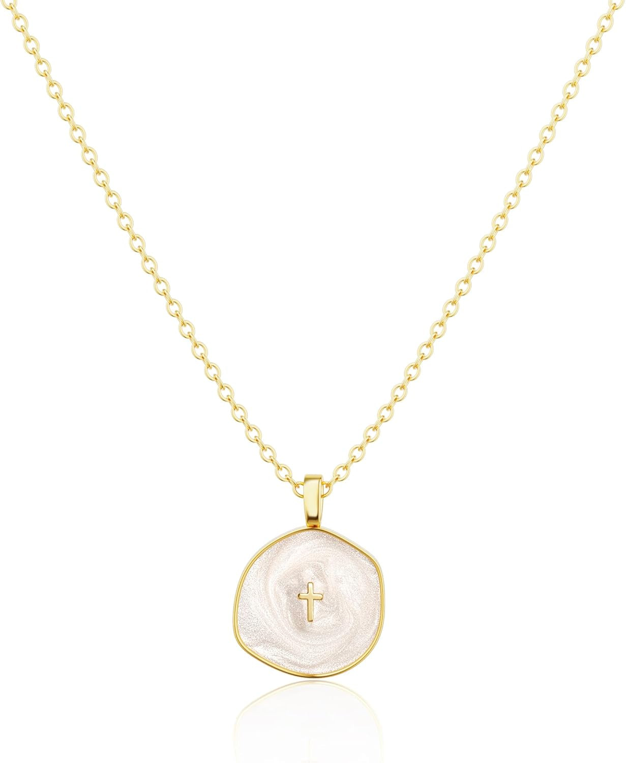 Cross Necklace for Women-Dainty Simple 14K Gold Plated Cross Pendant Cute Necklaces for Women Jewelry