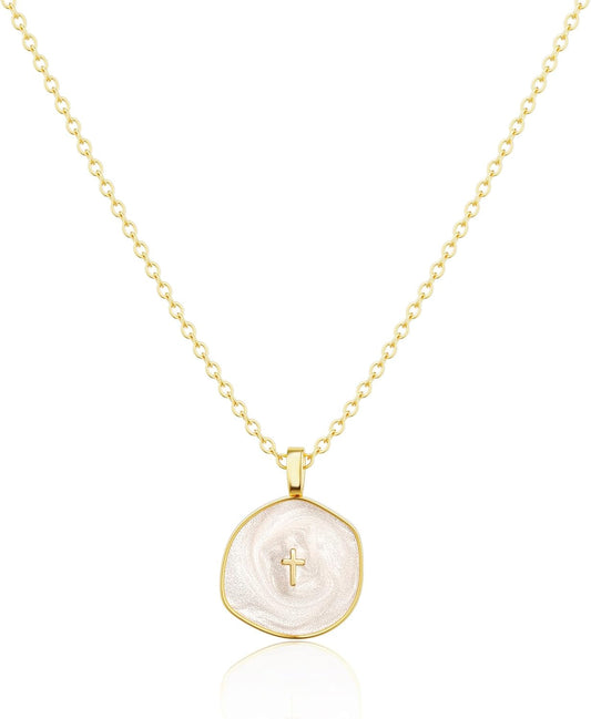 Cross Necklace for Women-Dainty Simple 14K Gold Plated Cross Pendant Cute Necklaces for Women Jewelry