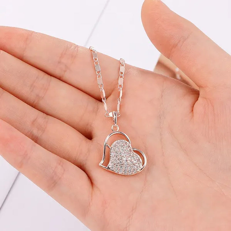 Classic Necklaces For Women Lovely Double Heart Necklace Vintage Rose Gold Necklace Diamond Women Necklace Valentine'S Day Gift For Women