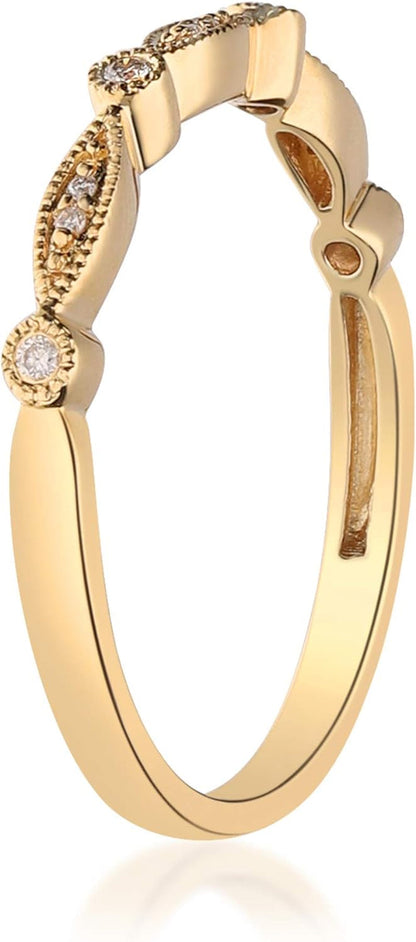 14K Yellow Gold Natural White Diamond Ring for Women | Ethically, Authentically & Organically Sourced (Round-Cut) Shaped Diamond Hand-Crafted Jewelry for Her | Diamond Ring for Women
