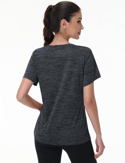 Women'S Workout Shirts Crewneck Short Sleeve Moisture Wicking Lightweight Tops for Gym Athletic Sports
