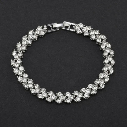 Hip Hop Bling Iced Out Cubic Zirconia Charm Bracelet Gold Silver Tennis Chain Bracelets Women 3 Row Link Chain Jewelry