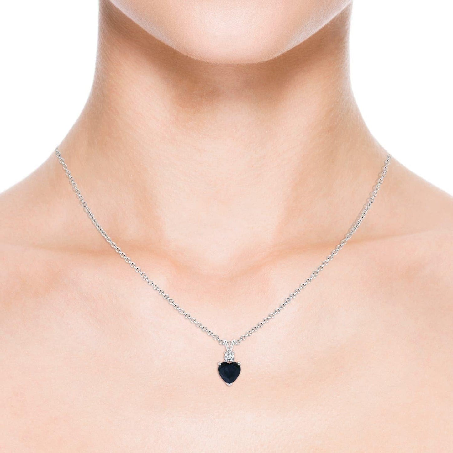 Natural Blue Sapphire Heart Shaped Pendant Necklace in 14K Solid Gold for Women, Girls with 18" Chain | September Birthstone Jewelry Gift for Her |
