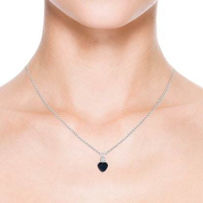 Natural Blue Sapphire Heart Shaped Pendant Necklace in 14K Solid Gold for Women, Girls with 18" Chain | September Birthstone Jewelry Gift for Her |