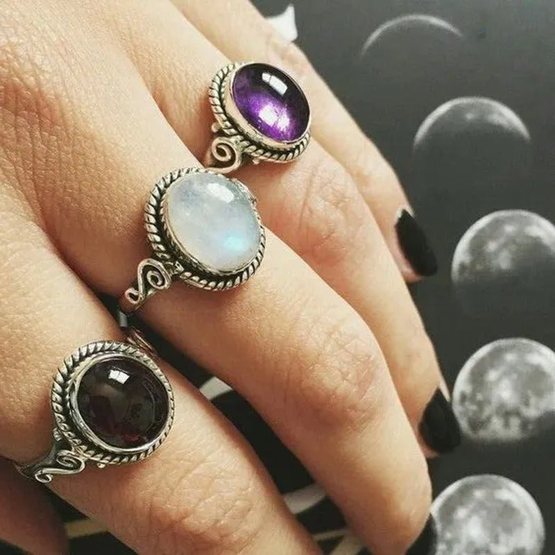 Vintage Amazing Natural Moonstone Ring Anniversary Gift Princess Engagement Bridal Wedding Valentine'S Day Commitment Ring Jewelry Size 4-12 Aneis Femininos