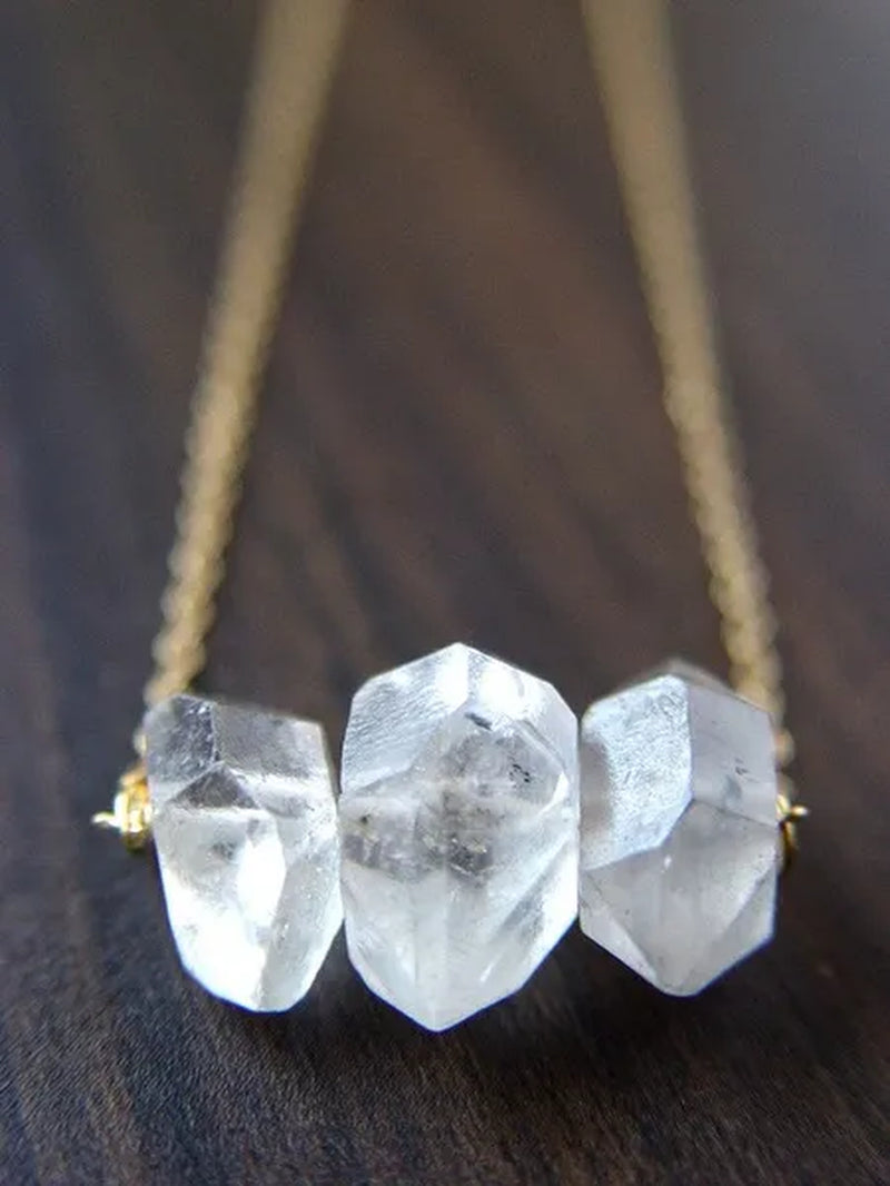 Herkimer Diamond Trio Necklace  Gold Filled Necklace