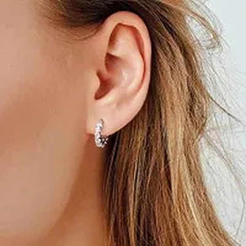 18K Gold Plated 925 Sterling Silver Post Diamond Party Engagement Hoop Earrings for Women Elegant Gift