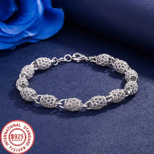 925 Sterling Silver Bracelet Exquisite Ball Flower Bracelet for Woman Fashion Jewelry Birthday Gift