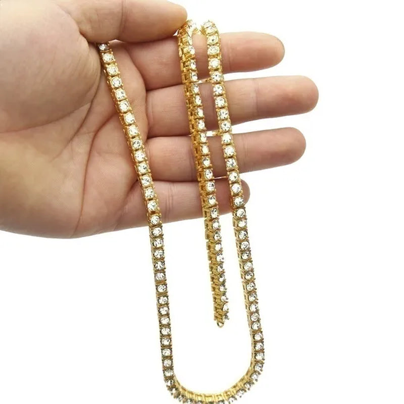 Necklace for Women Gorgeous Men's Gold Tennis Chain Icy Diamonds Hip Hop Choker Chain Necklace Bling Jewelry 18-30 Inches