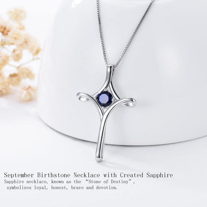 Mother'S Day Gifts for Mom Cross Necklaces for Women Sterling Silver Faith Cross Pendant Necklace with Birthstone Christmas Birthday Jewelry Gifts for Women Girls