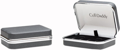 Mens Silver and White Mother of Pearl Tuxedo Cufflinks Studs Formal Set with Travel Presentation Gift Box