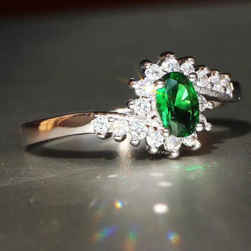 Exquisite  Silver Natural Sapphire Gemstones Opal Birthstone Bride Princess Wedding Engagement Strange Ring Size 6 7 8 9 10