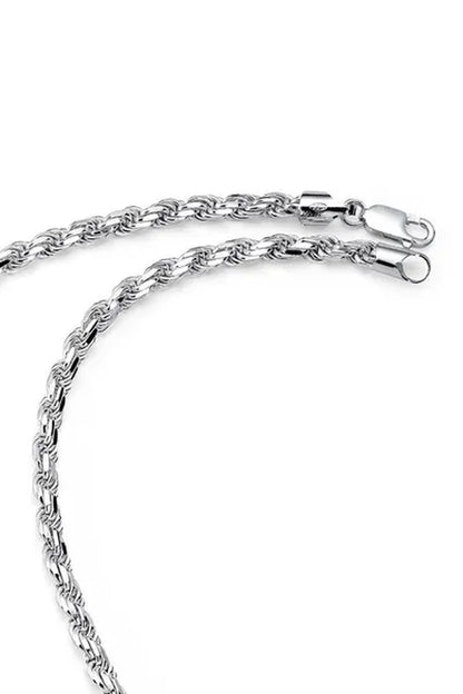 Men'S 5.5MM Diamond-Cut Italian Rope Chain Sterling Silver 925 Necklace